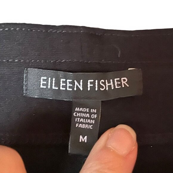 Eileen Fisher Womens Ponte Pencil Skirt Sz M Black Pull On Stretch Minimalist - Picture 6 of 6
